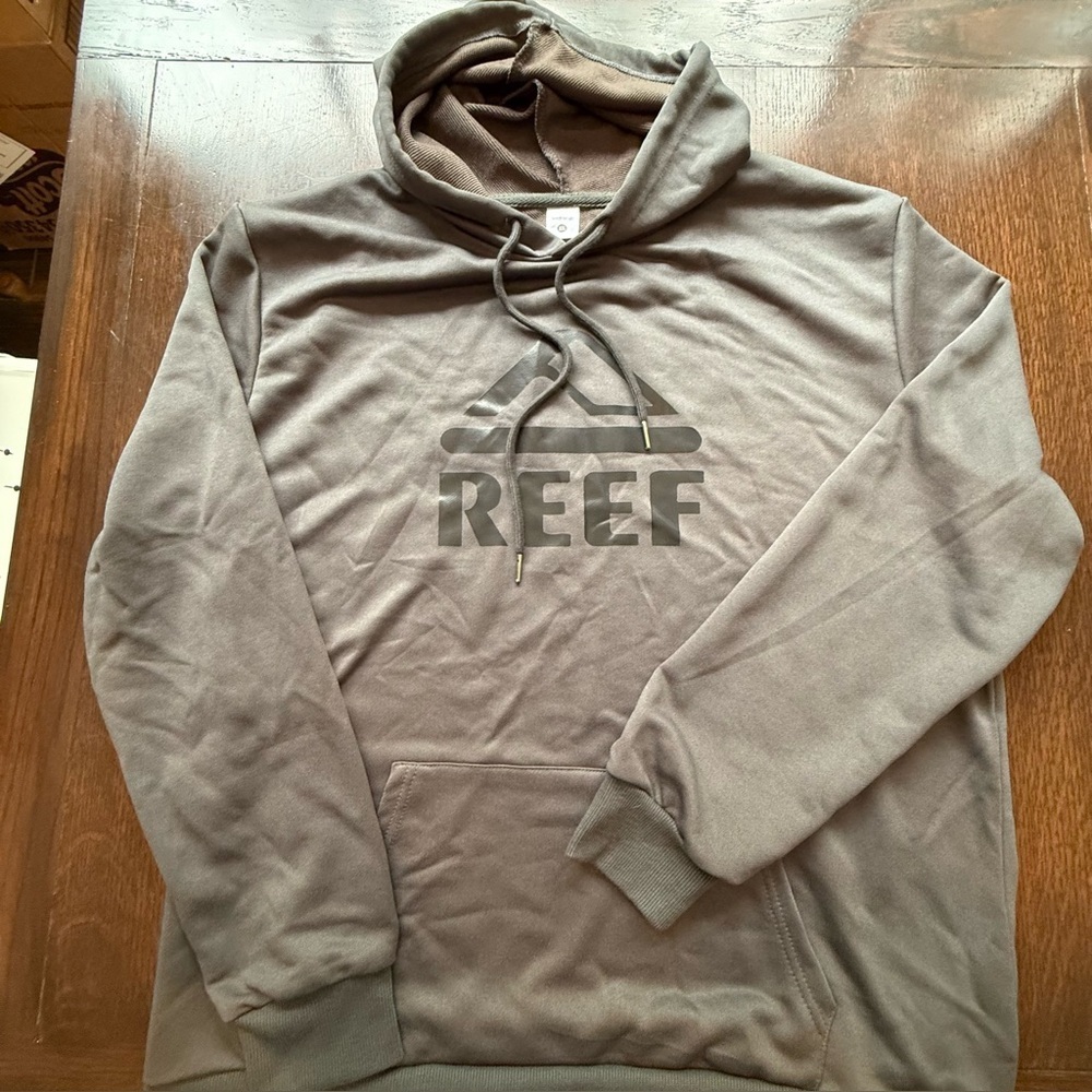 Reef Mens Pullover Hoodie Grey Polyester  XL